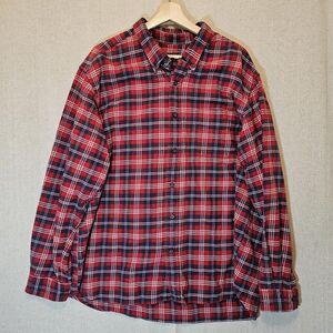 Vintage Eddie Bauer Sport Shop Heavyweight Flannel Shirt Red Blue Plaid Mens XXL